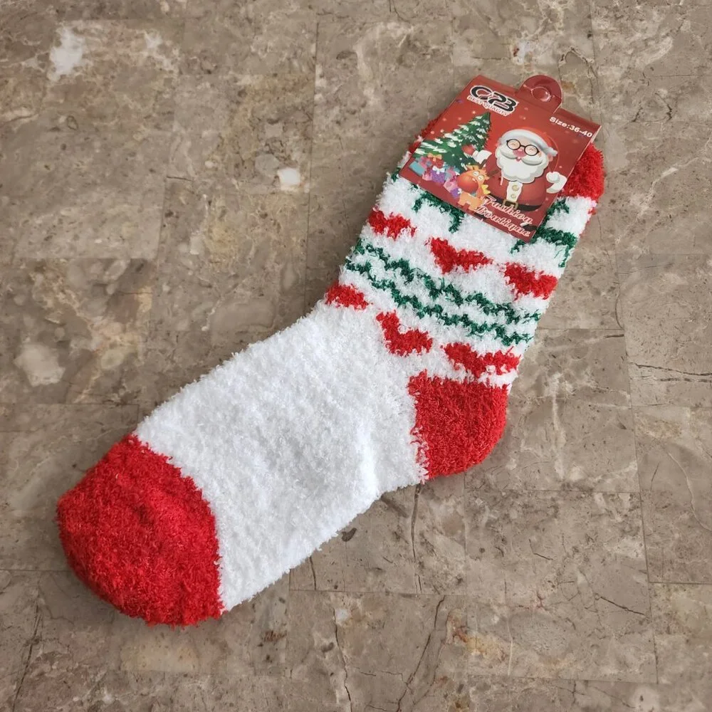 Women's Colorful Christmas Fluffy Socks (2pk)